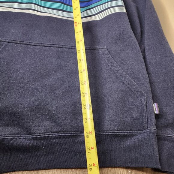 Patagonia Uprisal Hoodie Sweatshirt Mens M Navy Logo Ridge Striped Gorpcore - Picture 5 of 7